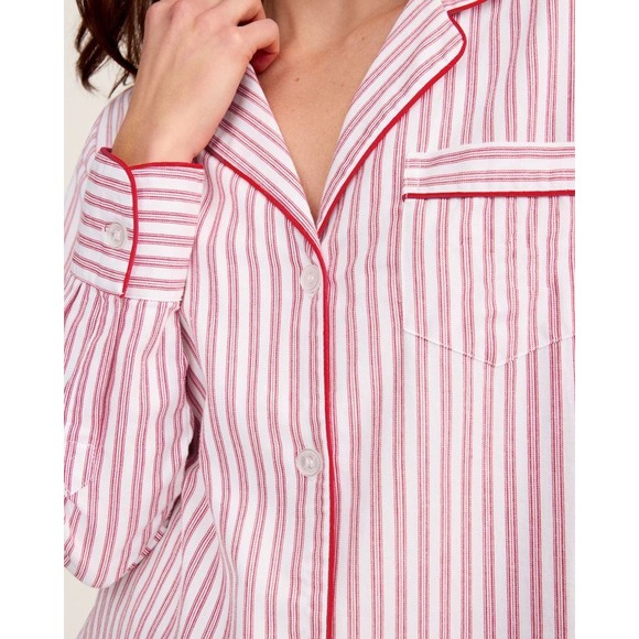 Petite Plume Other - Petite Plume Womens Red White Striped Cotton Pajama Top Button Front Size M